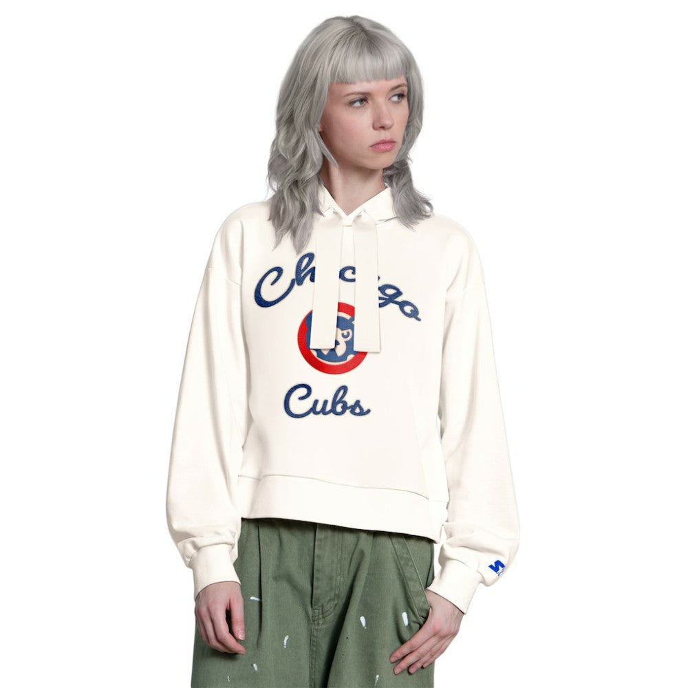 Chicago Cubs Starter Women's Baseline Hoodie Sweatshirt - Cream - MLB Sale