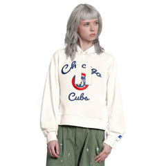Chicago Cubs Starter Women's Baseline Hoodie Sweatshirt - Cream - MLB Sale