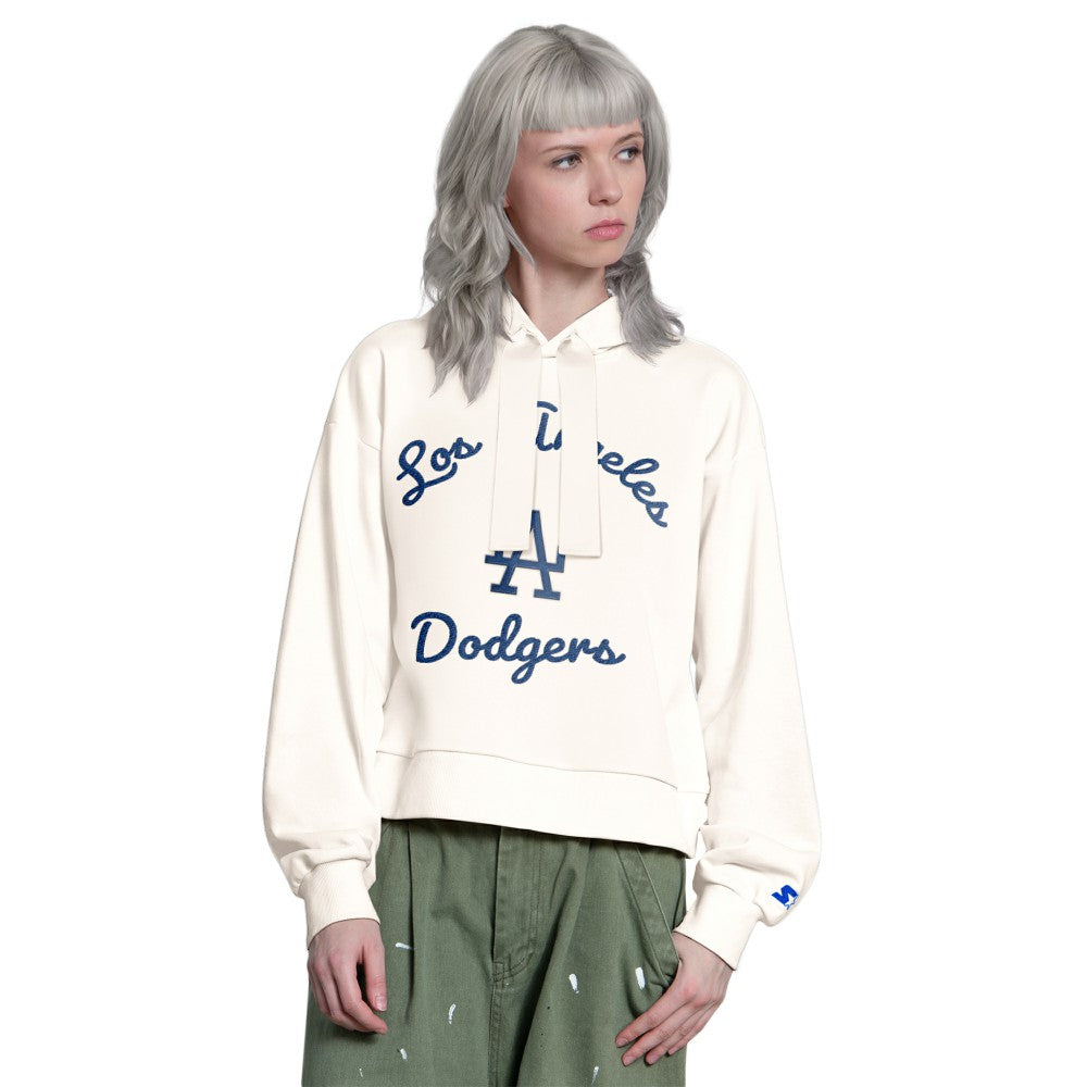 Los Angeles Dodgers Starter Women's Baseline Hoodie Sweatshirt - Cream - MLB Discount