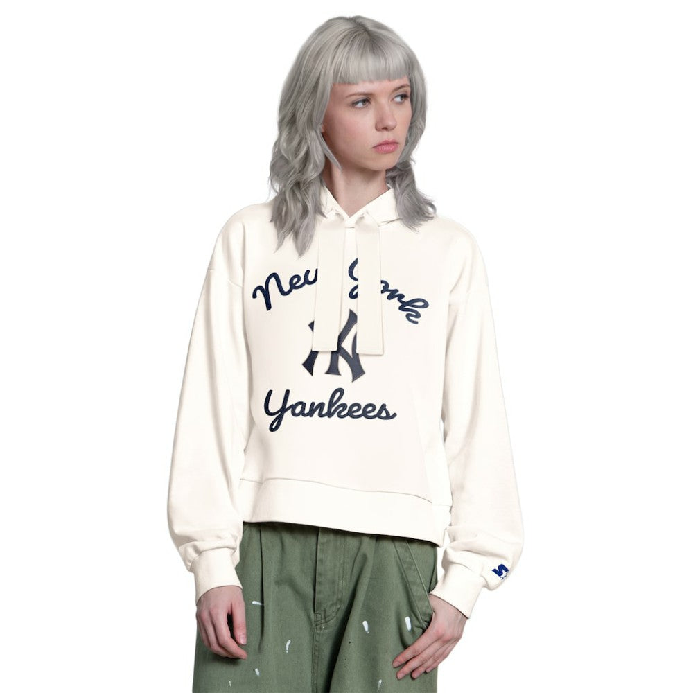 New York Yankees Starter Women's Baseline Hoodie Sweatshirt - Cream - MLB Lifestyle