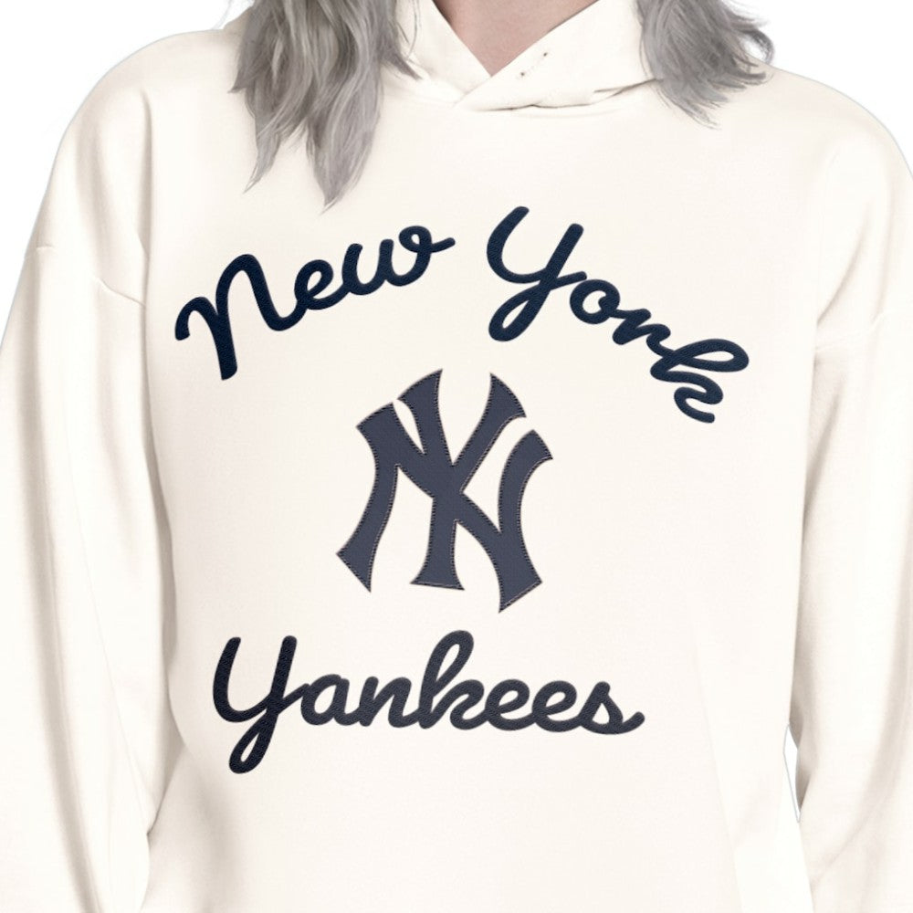 New York Yankees Starter Women's Baseline Hoodie Sweatshirt - Cream - MLB Lifestyle