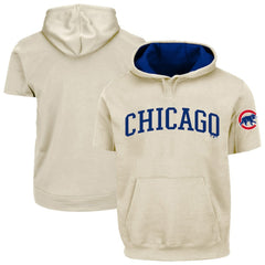 Chicago Cubs Profile Big & Tall Contrast Short Sleeve Hoodie - Cream - MLB Sale