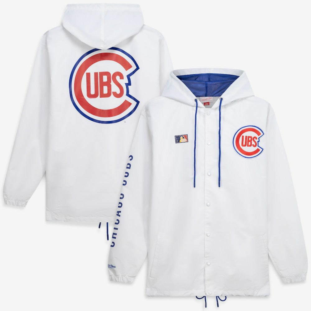 Chicago Cubs Mitchell & Ness Big & Tall Full-Snap Hooded Jacket - White - Mitchell & Ness Lifestyle