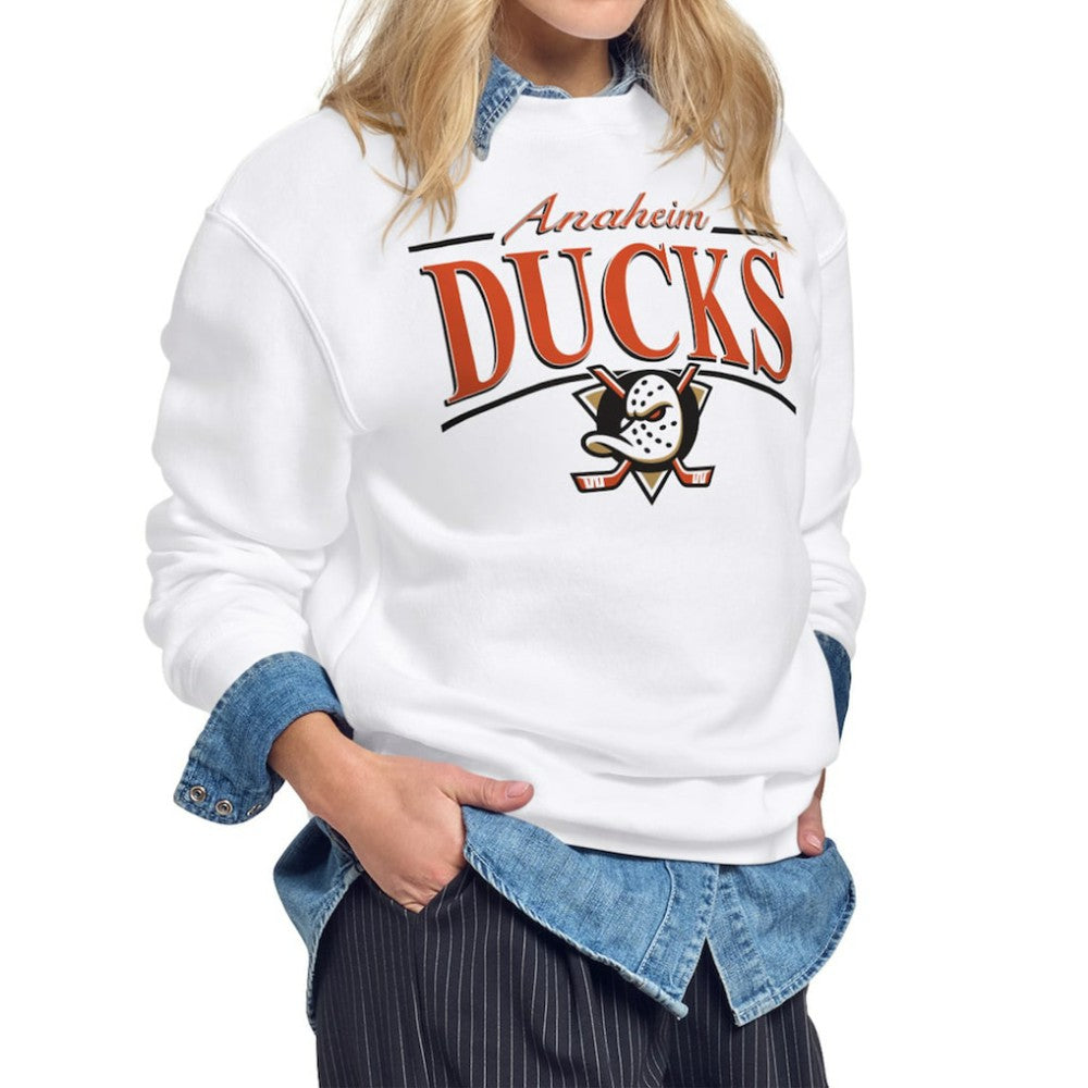Anaheim Ducks Starter Women's Arch Stripe Fleece Sweatshirt - White - NHL 203468839