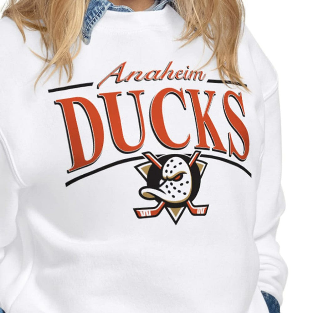 Anaheim Ducks Starter Women's Arch Stripe Fleece Sweatshirt - White - NHL 203468839