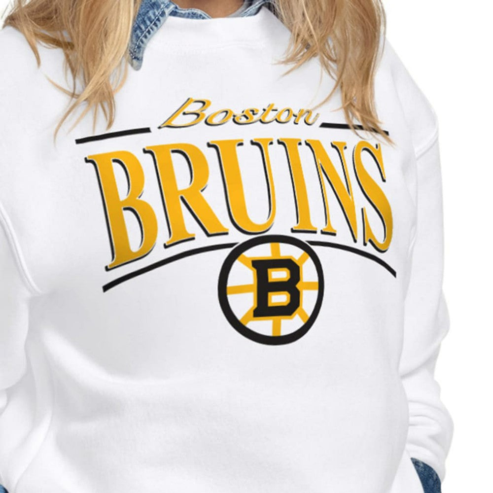 Boston Bruins Starter Women's Arch Stripe Fleece Sweatshirt - White - NHL 203468840