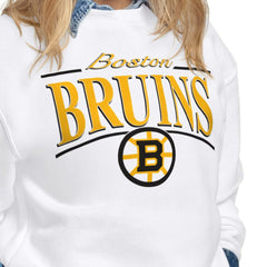 Boston Bruins Starter Women's Arch Stripe Fleece Sweatshirt - White - NHL 203468840