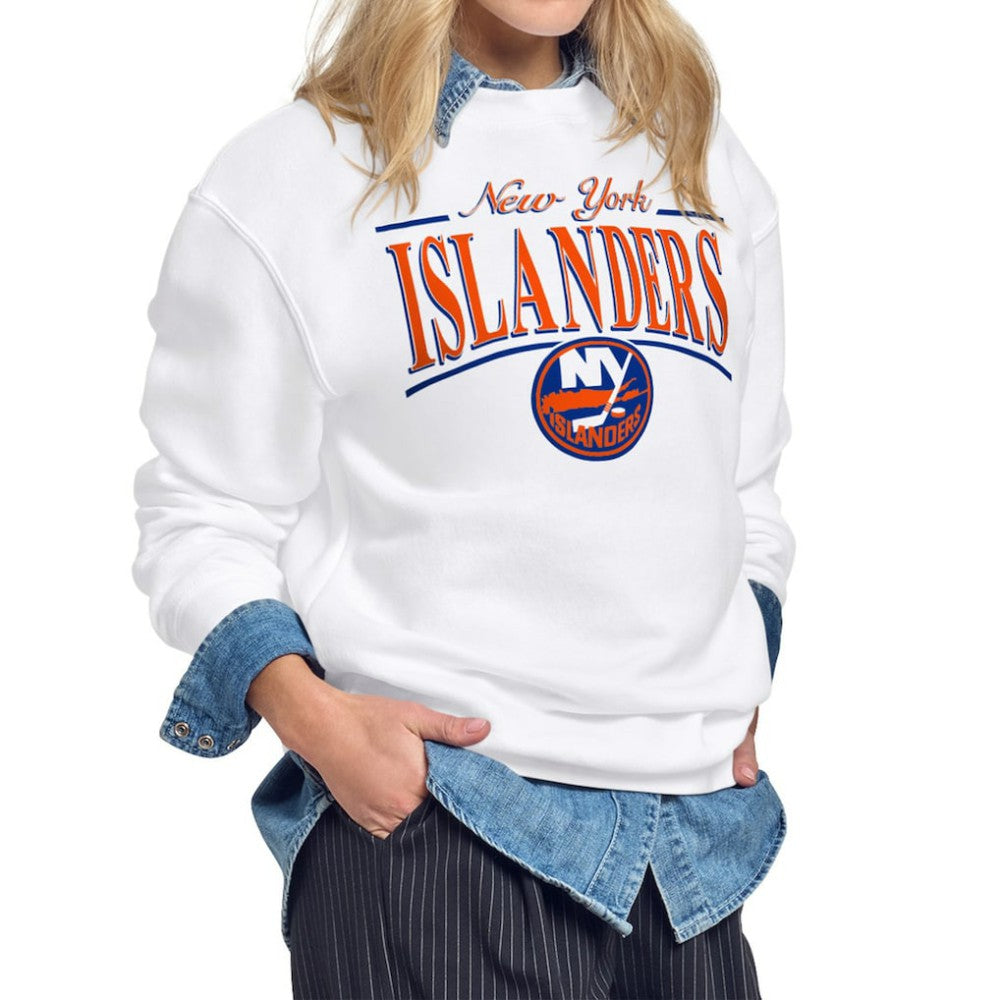 New York Islanders Starter Women's Arch Stripe Fleece Sweatshirt - White - NHL 203468841