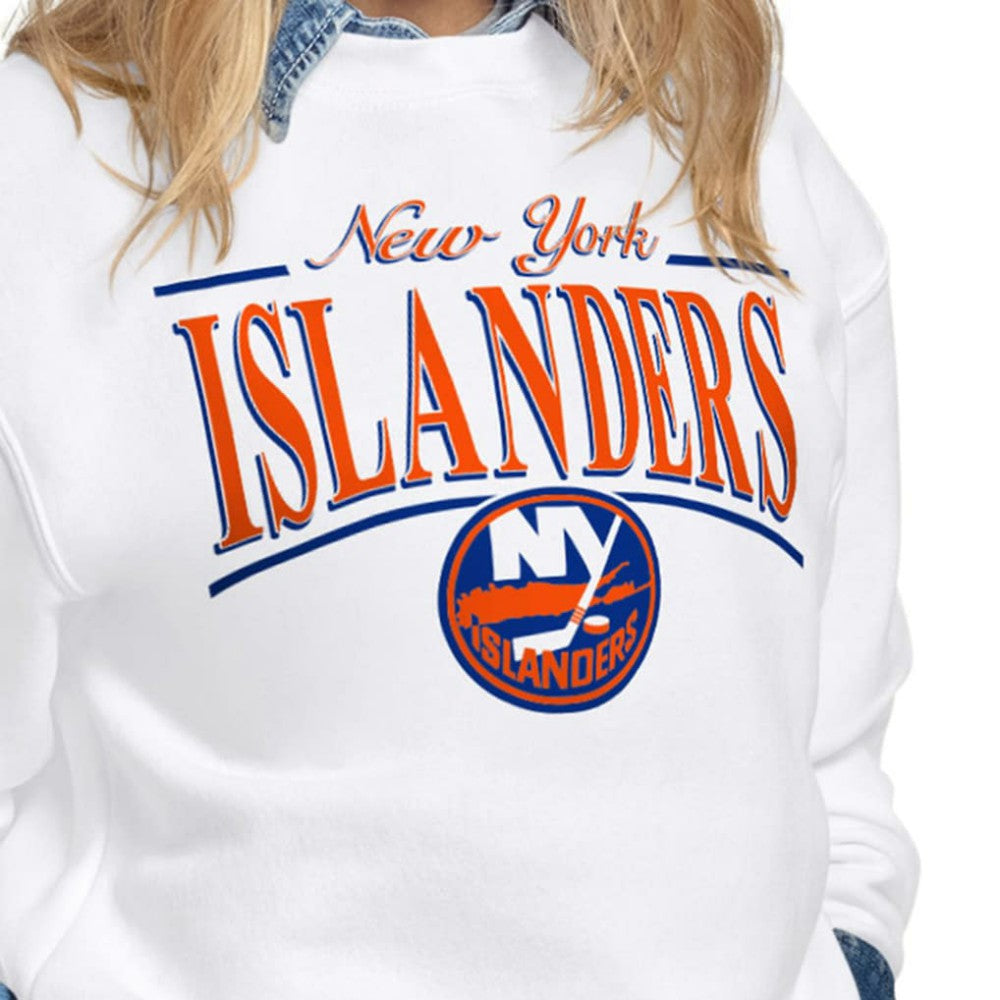 New York Islanders Starter Women's Arch Stripe Fleece Sweatshirt - White - NHL 203468841