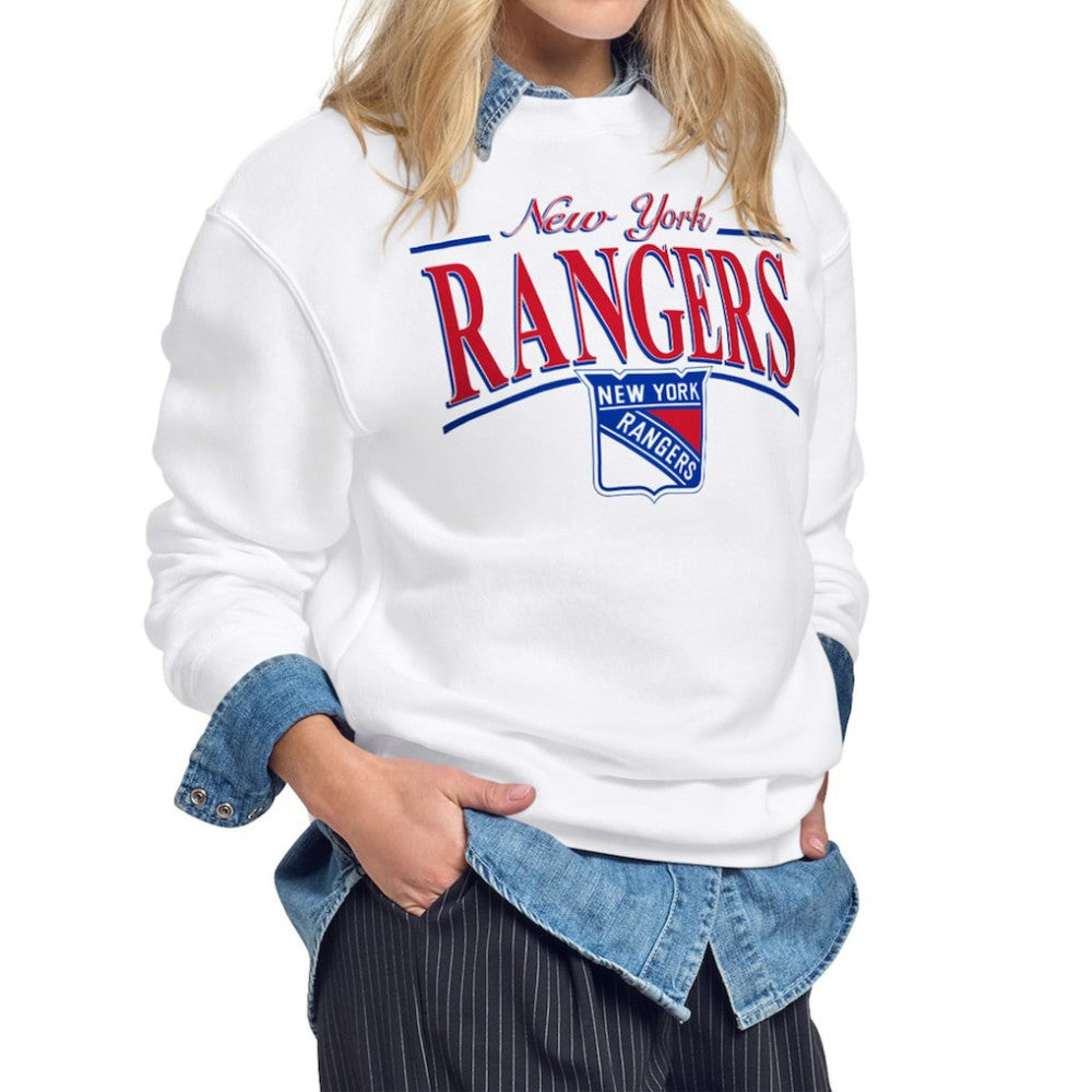 New York Rangers Starter Women's Arch Stripe Fleece Sweatshirt - White - NHL 203468844