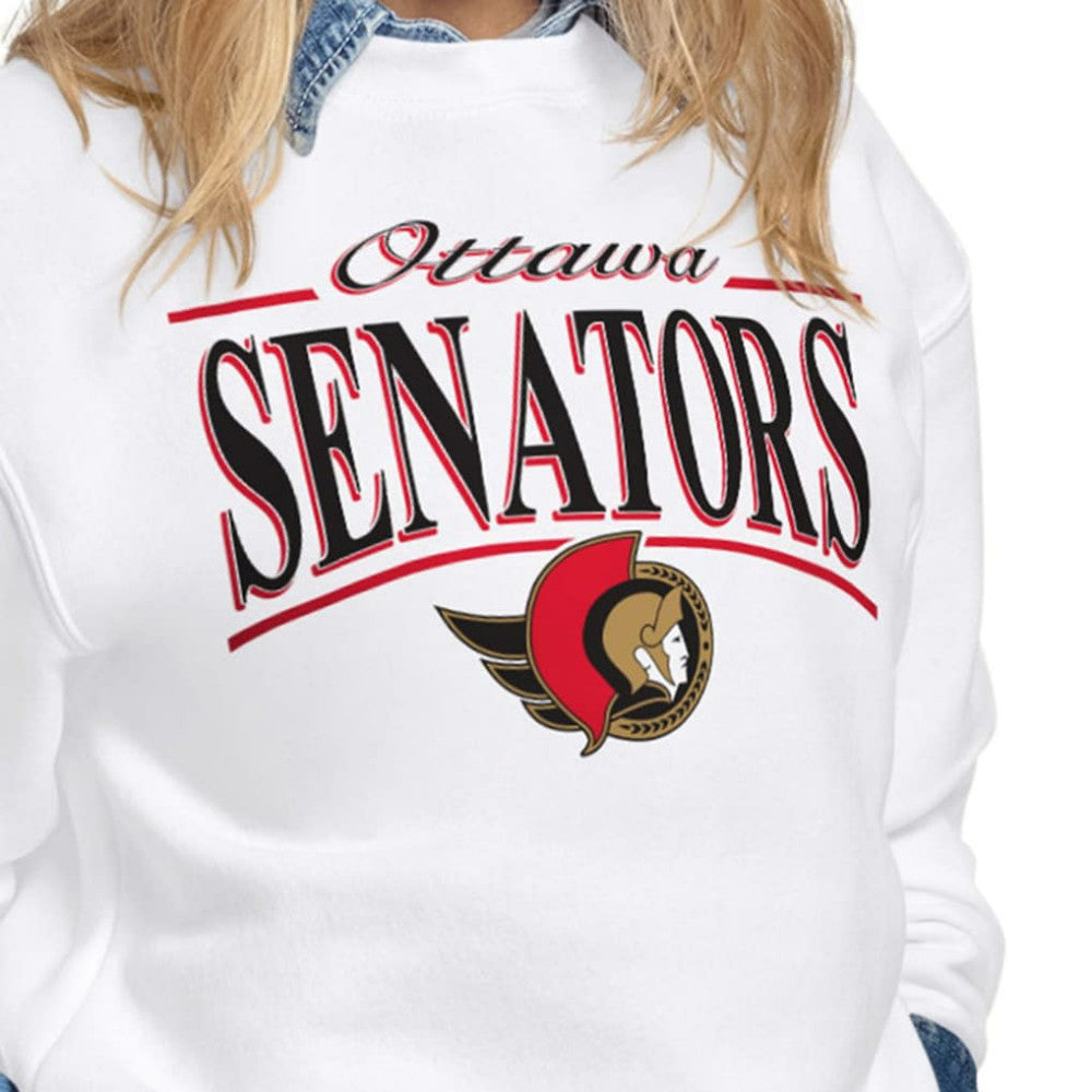 Ottawa Senators Starter Women's Arch Stripe Fleece Sweatshirt - White - NHL 203468846