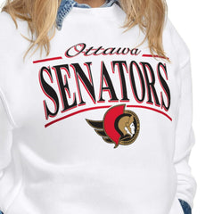 Ottawa Senators Starter Women's Arch Stripe Fleece Sweatshirt - White - NHL 203468846