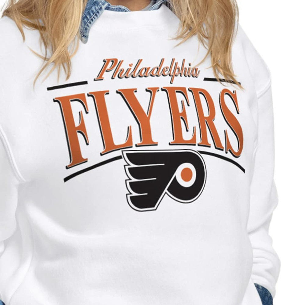 Philadelphia Flyers Starter Women's Arch Stripe Fleece Sweatshirt - White - NHL 203468847