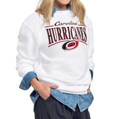 Carolina Hurricanes Starter Women's Arch Stripe Fleece Sweatshirt - White - NHL 203468848