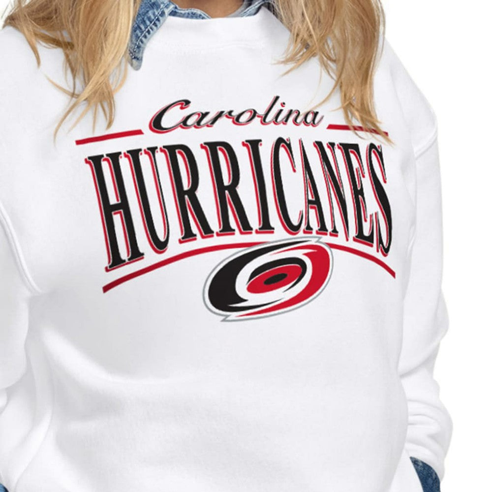 Carolina Hurricanes Starter Women's Arch Stripe Fleece Sweatshirt - White - NHL 203468848