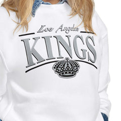 Los Angeles Kings Starter Women's Arch Stripe Fleece Sweatshirt - White - NHL 203468849