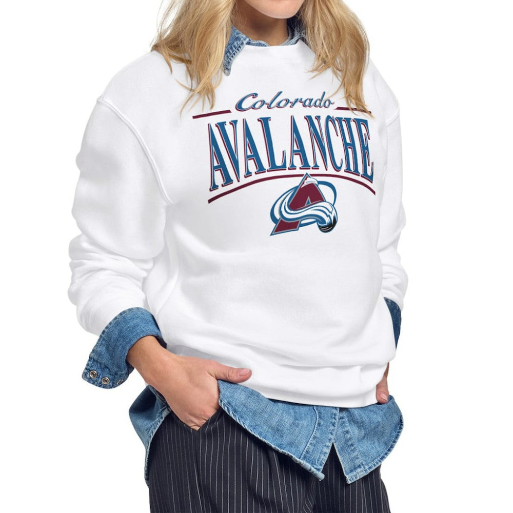Colorado Avalanche Starter Women's Arch Stripe Fleece Sweatshirt - White - NHL 203468852