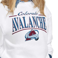 Colorado Avalanche Starter Women's Arch Stripe Fleece Sweatshirt - White - NHL 203468852