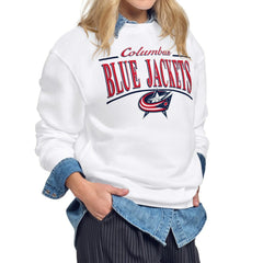 Columbus Blue Jackets Starter Women's Arch Stripe Fleece Sweatshirt - White - NHL 203468854