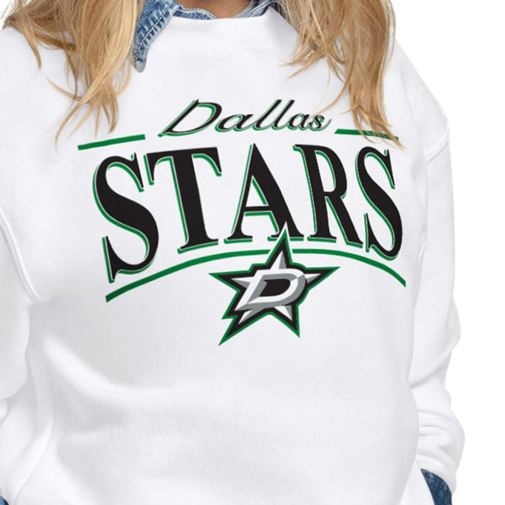 Dallas Stars Starter Women's Arch Stripe Fleece Sweatshirt - White - NHL 203468855