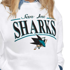 San Jose Sharks Starter Women's Arch Stripe Fleece Sweatshirt - White - NHL 203468856