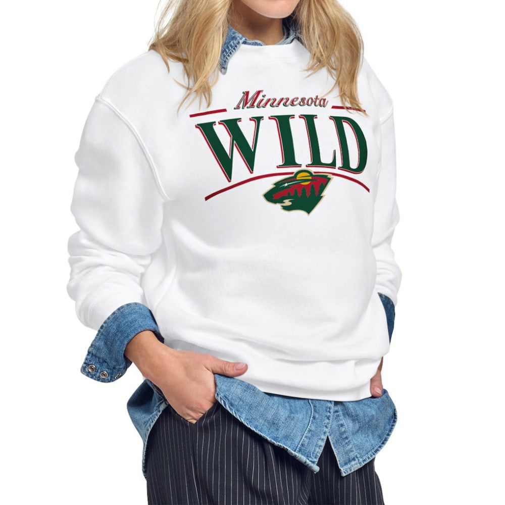 Minnesota Wild Starter Women's Arch Stripe Fleece Sweatshirt - White - NHL 203468858