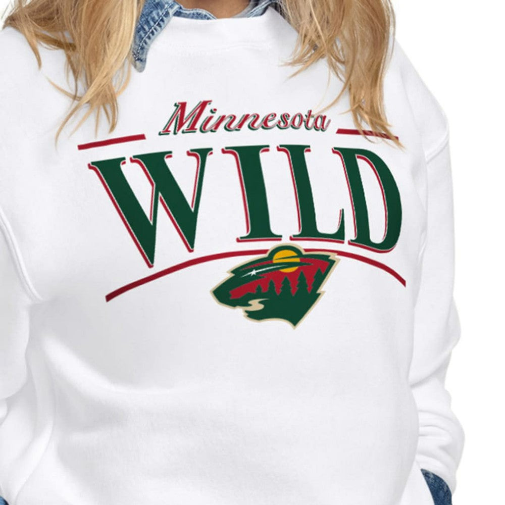 Minnesota Wild Starter Women's Arch Stripe Fleece Sweatshirt - White - NHL 203468858