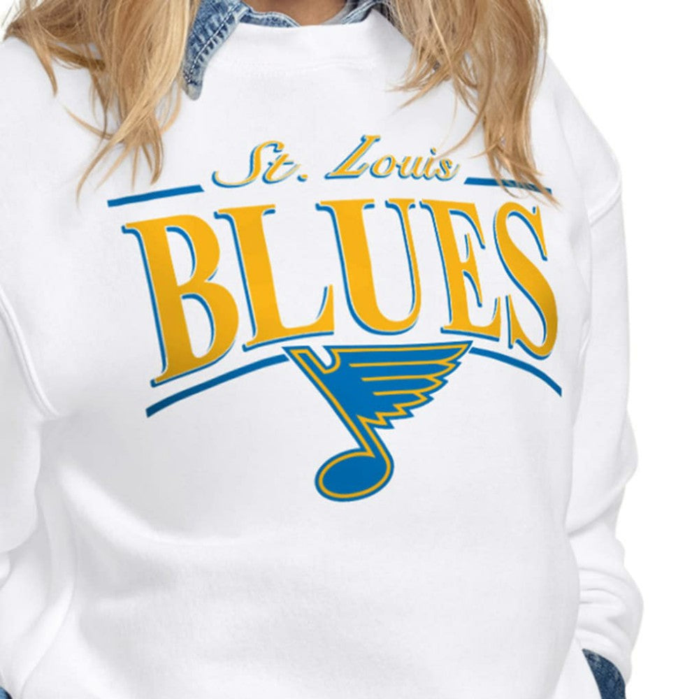 St. Louis Blues Starter Women's Arch Stripe Fleece Sweatshirt - White - NHL 203468860