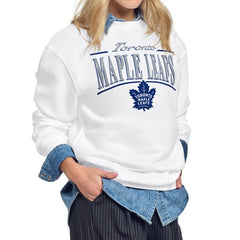 Toronto Maple Leafs Starter Women's Arch Stripe Fleece Sweatshirt - White - NHL 203468862