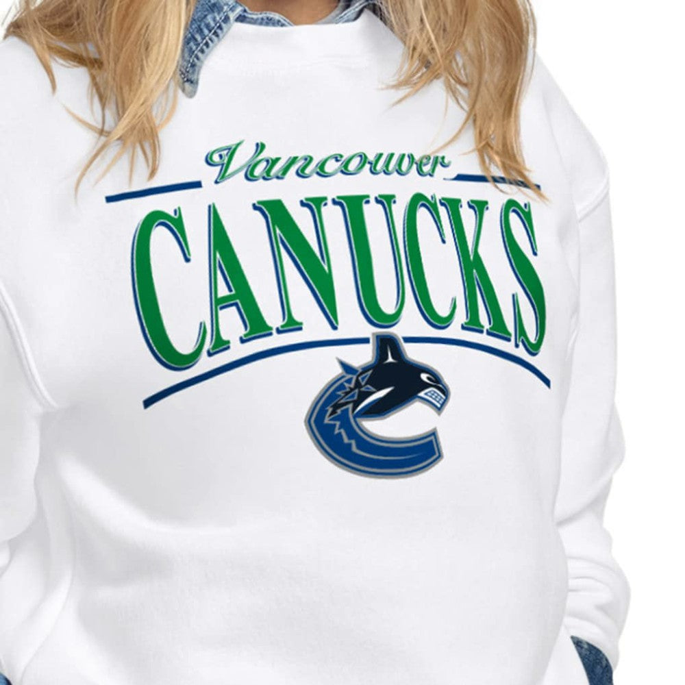 Vancouver Canucks Starter Women's Arch Stripe Fleece Sweatshirt - White - NHL 203468863