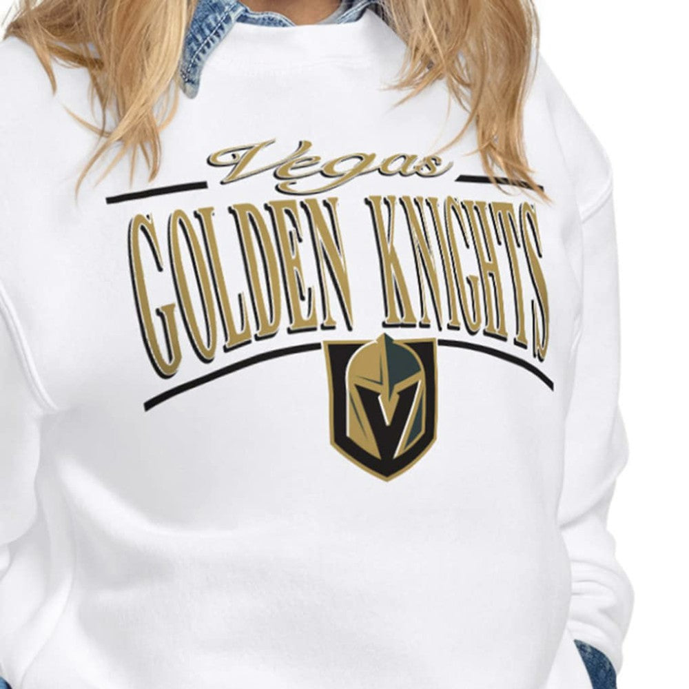 Vegas Golden Knights Starter Women's Arch Stripe Fleece Sweatshirt - White - NHL 203468864