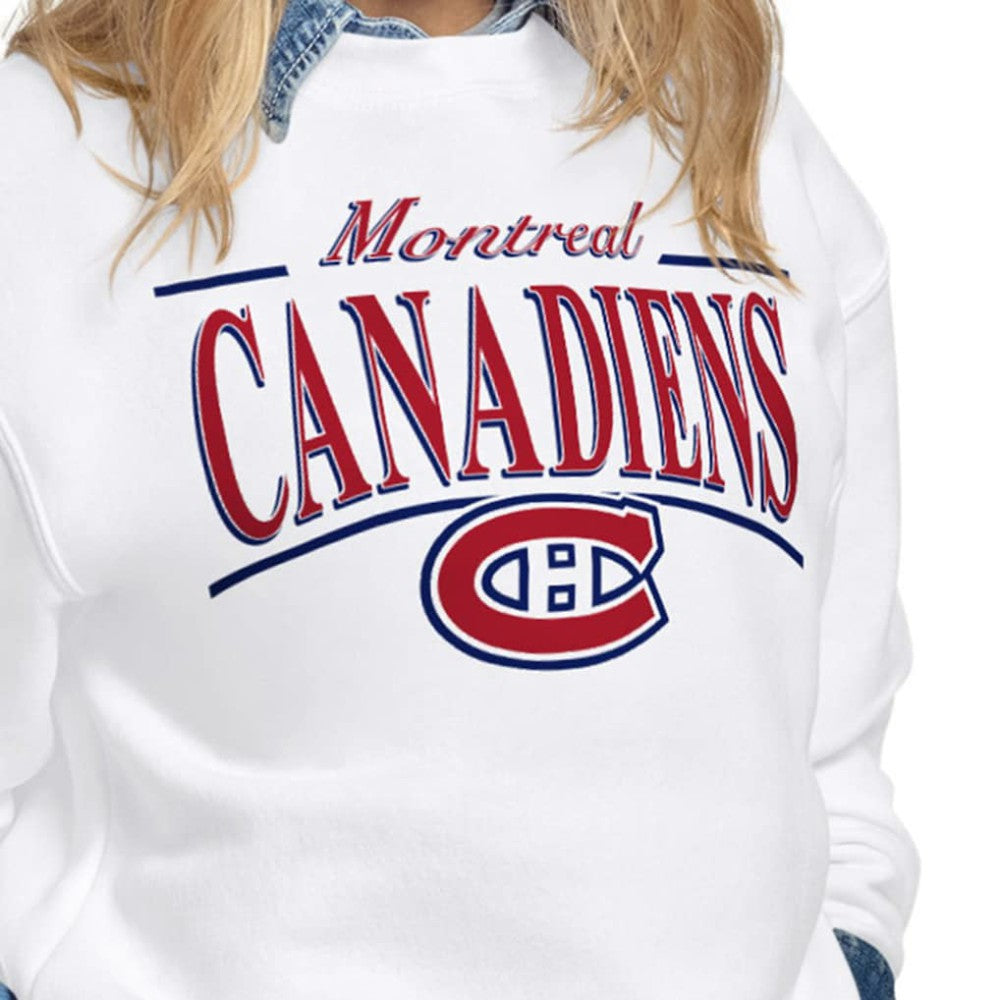 Montreal Canadiens Starter Women's Arch Stripe Fleece Sweatshirt - White - NHL 203468865
