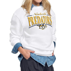 Nashville Predators Starter Women's Arch Stripe Fleece Sweatshirt - White - NHL 203468867