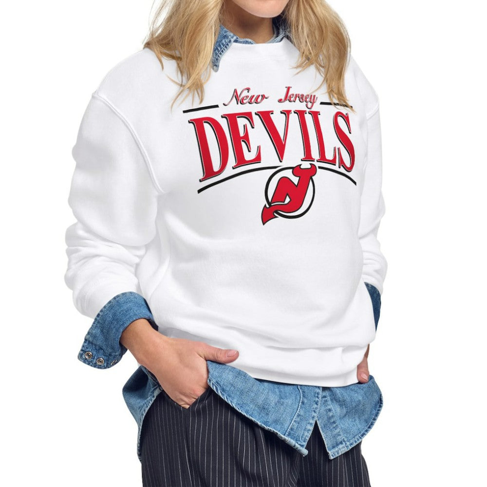 New Jersey Devils Starter Women's Arch Stripe Fleece Sweatshirt - White - NHL 203468868