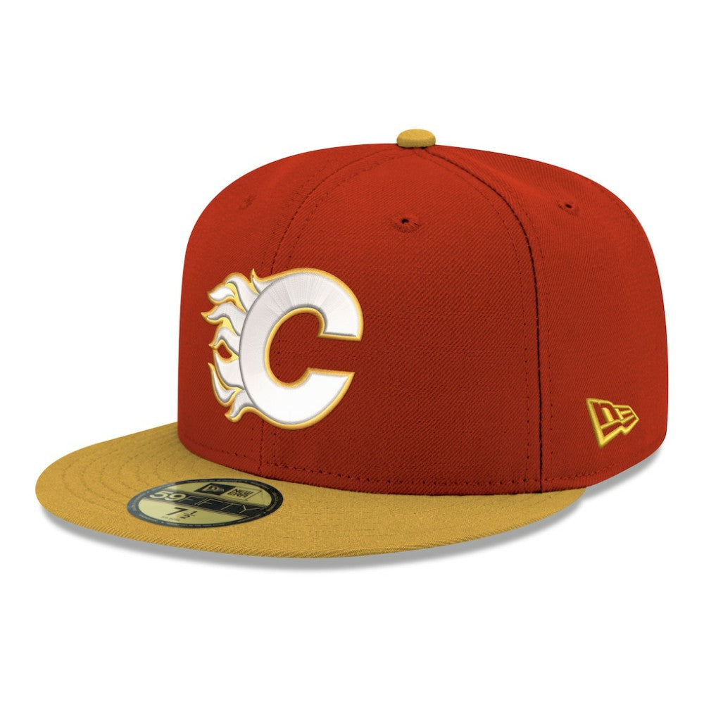 Calgary Flames New Era Core Logo Two-Tone 59FIFTY Fitted Hat - Red - NHL 203471449