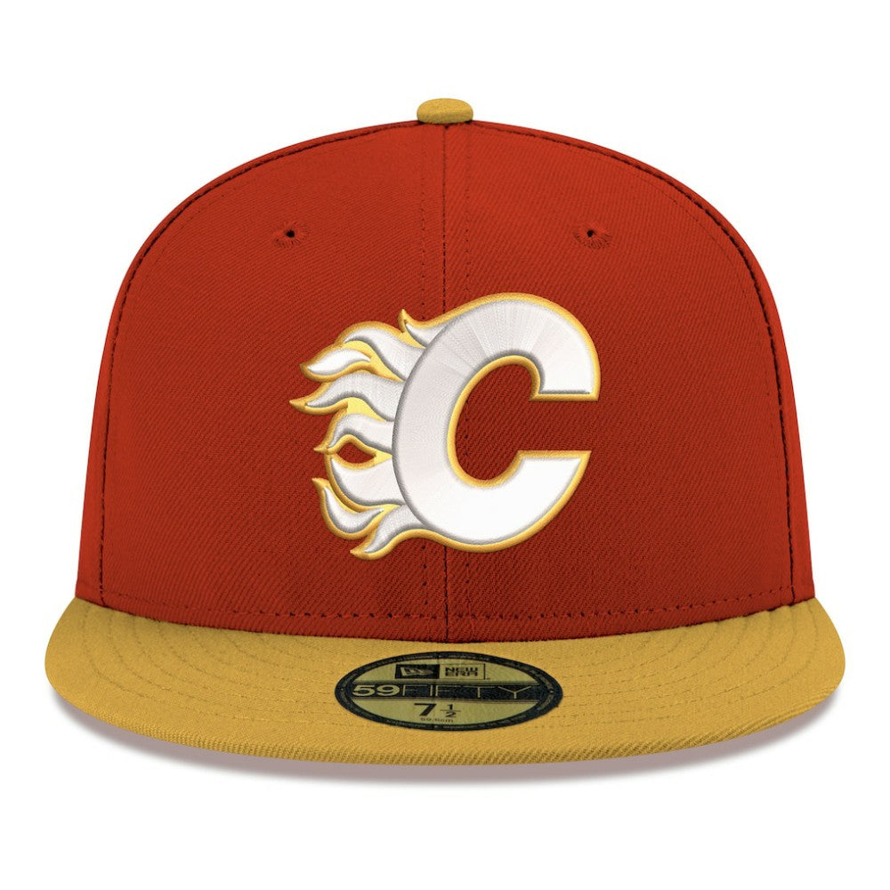 Calgary Flames New Era Core Logo Two-Tone 59FIFTY Fitted Hat - Red - NHL 203471449