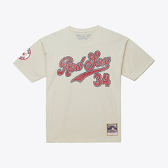 David Ortiz Boston Red Sox Mitchell & Ness Cooperstown Collection Throwback Name & Number T-Shirt - Cream - Mitchell & Ness Discount