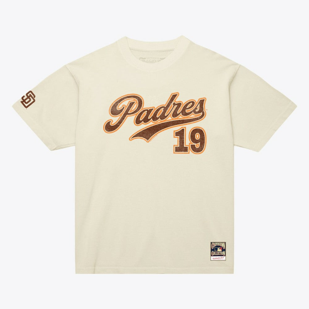 Tony Gwynn San Diego Padres Mitchell & Ness Cooperstown Collection Throwback Name & Number T-Shirt - Cream - Mitchell & Ness Sale