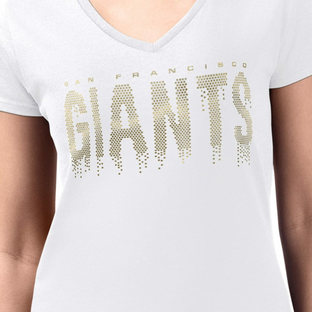 San Francisco Giants G-III 4Her by Carl Banks Women's Metallic Drop Lightweight V-Neck T-Shirt - White - MLB Online