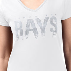 Tampa Bay Rays G-III 4Her by Carl Banks Women's Metallic Drop Lightweight V-Neck T-Shirt - White - MLB Sale