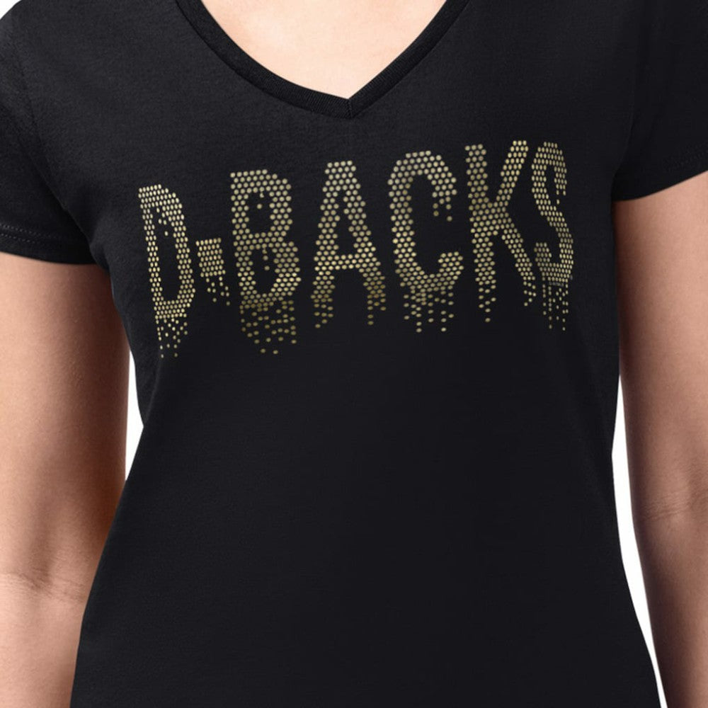 Arizona Diamondbacks G-III 4Her by Carl Banks Women's Metallic Drop Lightweight V-Neck T-Shirt - Black - MLB Lifestyle