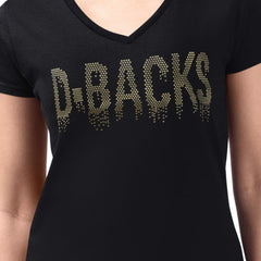 Arizona Diamondbacks G-III 4Her by Carl Banks Women's Metallic Drop Lightweight V-Neck T-Shirt - Black - MLB Lifestyle