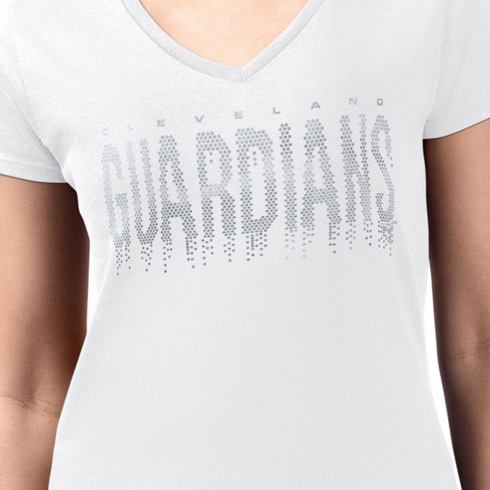 Cleveland Guardians G-III 4Her by Carl Banks Women's Metallic Drop Lightweight V-Neck T-Shirt - White - MLB Online