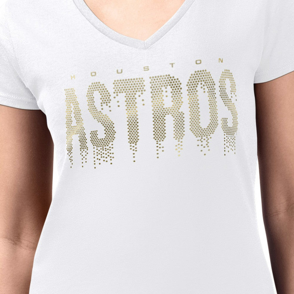 Houston Astros G-III 4Her by Carl Banks Women's Metallic Drop Lightweight V-Neck T-Shirt - White - MLB Discount