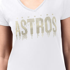 Houston Astros G-III 4Her by Carl Banks Women's Metallic Drop Lightweight V-Neck T-Shirt - White - MLB Discount