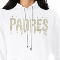 San Diego Padres G-III 4Her by Carl Banks Women's Metallic Drop Fleece Hoodie - White - MLB Discount