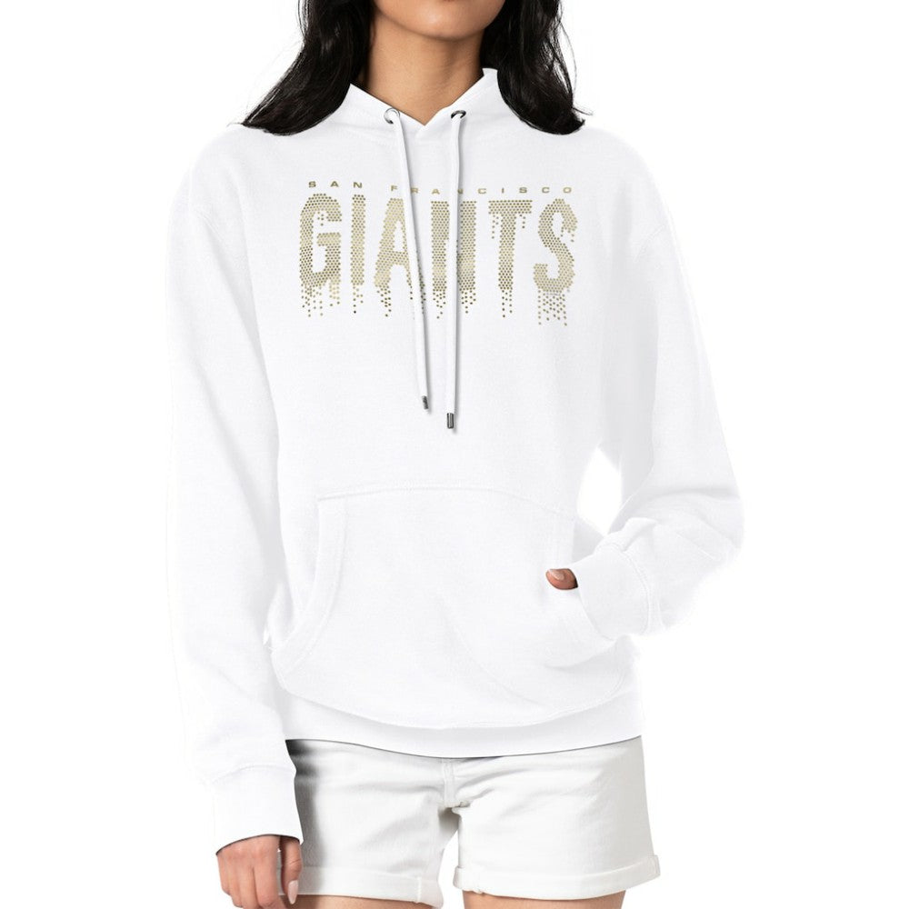 San Francisco Giants G-III 4Her by Carl Banks Women's Metallic Drop Fleece Hoodie - White - MLB on Sale