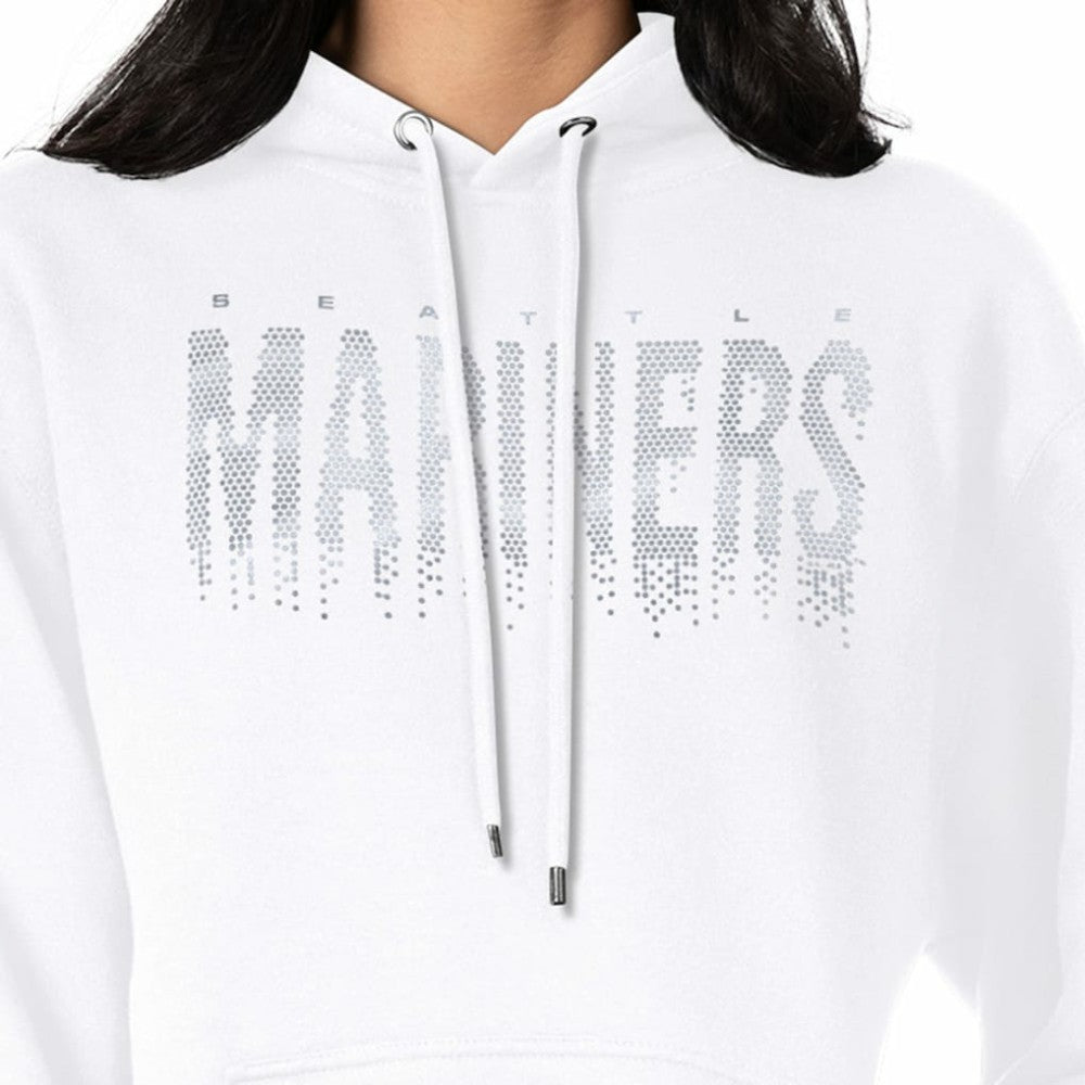 Seattle Mariners G-III 4Her by Carl Banks Women's Metallic Drop Fleece Hoodie - White - MLB on Sale