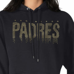 San Diego Padres G-III 4Her by Carl Banks Women's Metallic Drop Fleece Hoodie - Black - MLB Lifestyle