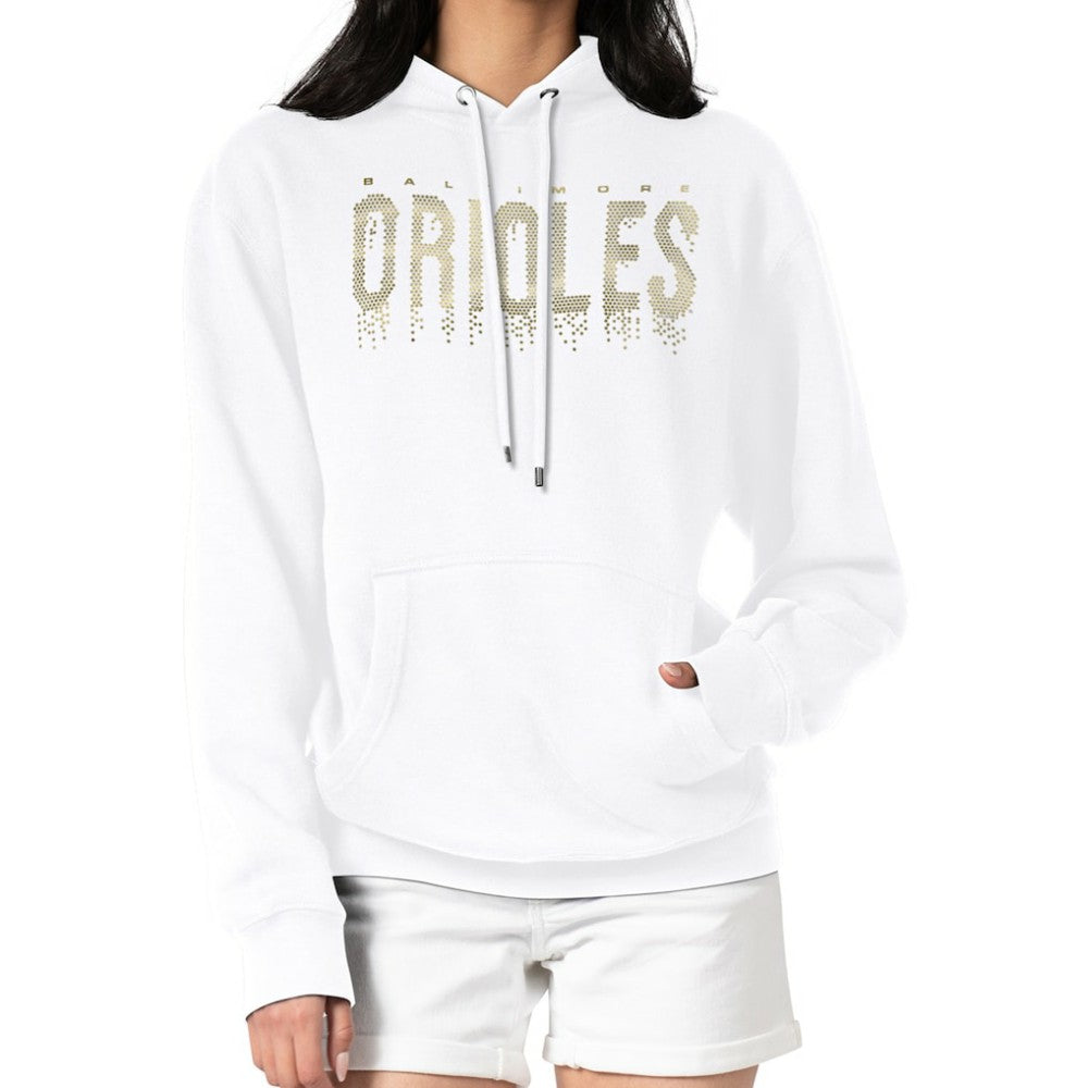 Baltimore Orioles G-III 4Her by Carl Banks Women's Metallic Drop Fleece Hoodie - White - MLB Online